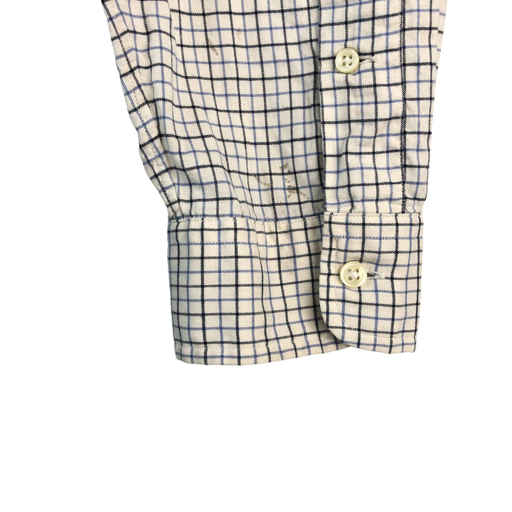 Ralph Lauren long sleeve button down check shirt, men's size L cotton ivory Vintage Second Hand