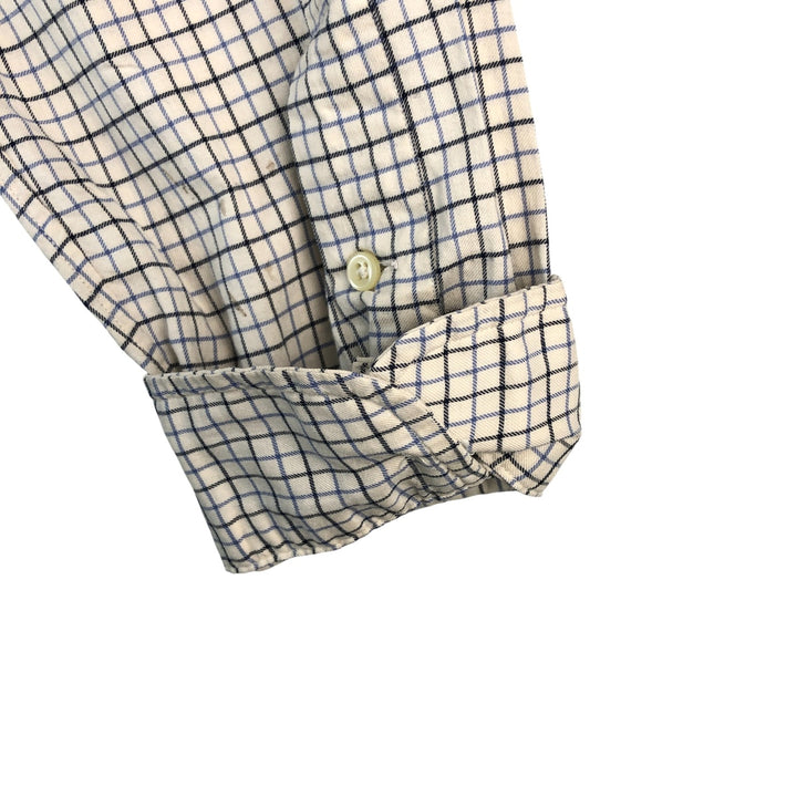 Ralph Lauren long sleeve button down check shirt, men's size L cotton ivory Vintage Second Hand