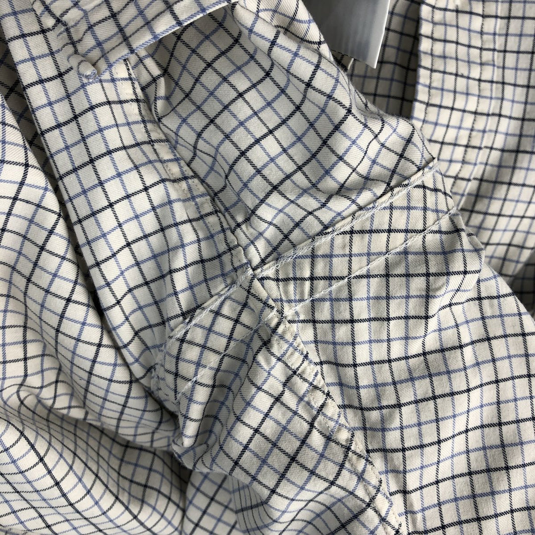 Ralph Lauren long sleeve button down check shirt, men's size L cotton ivory Vintage Second Hand
