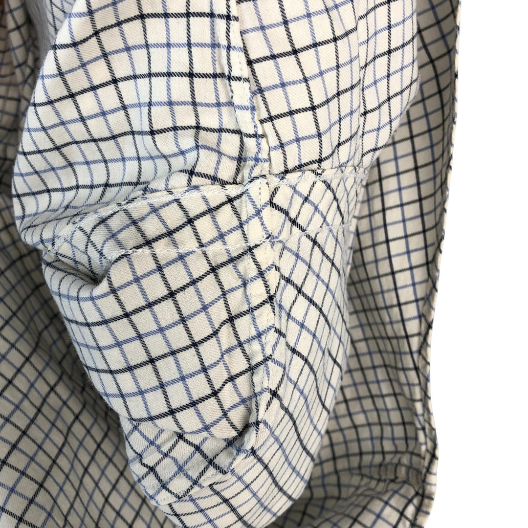 Ralph Lauren long sleeve button down check shirt, men's size L cotton ivory Vintage Second Hand