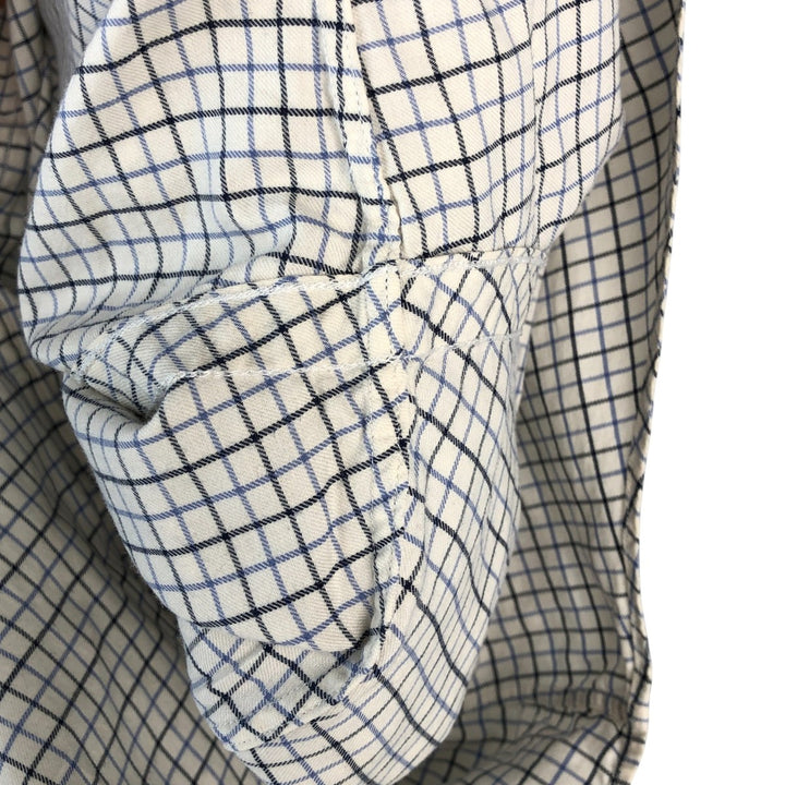 Ralph Lauren long sleeve button down check shirt, men's size L cotton ivory Vintage Second Hand