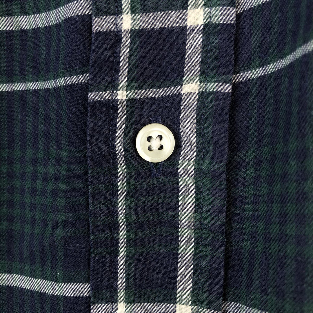 Ralph Lauren BLAIRE long sleeve button down check shirt, men's XL size cotton navy blue type Vintage Second Hand