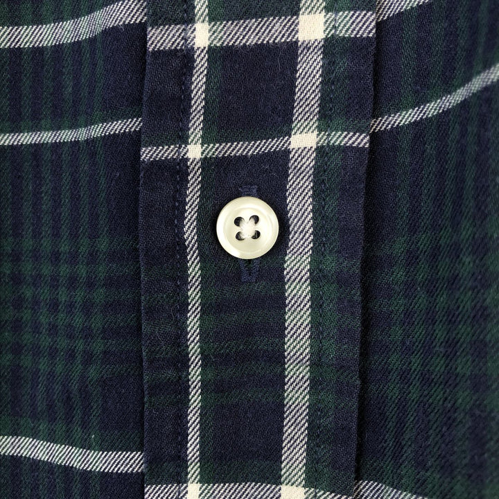 Ralph Lauren BLAIRE long sleeve button down check shirt, men's XL size cotton navy blue type Vintage Second Hand