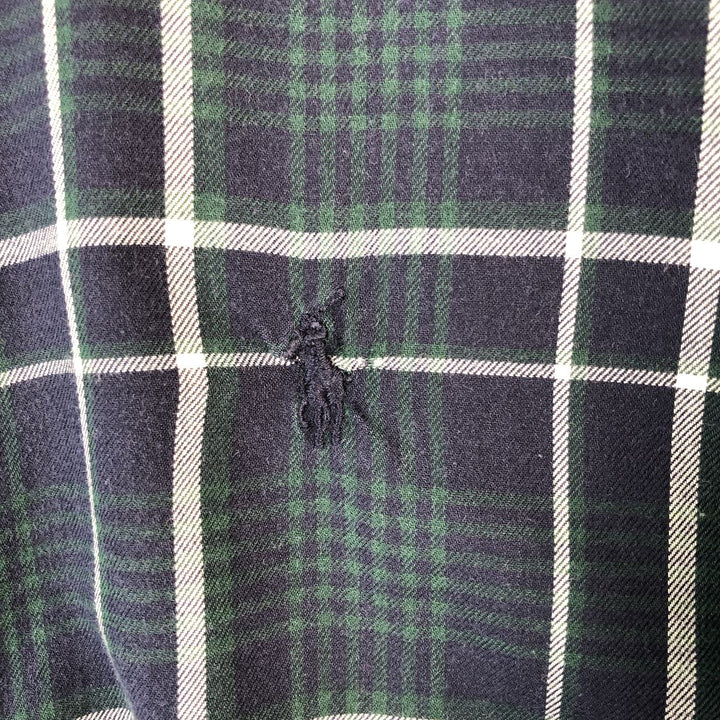 Ralph Lauren BLAIRE long sleeve button down check shirt, men's XL size cotton navy blue type Vintage Second Hand