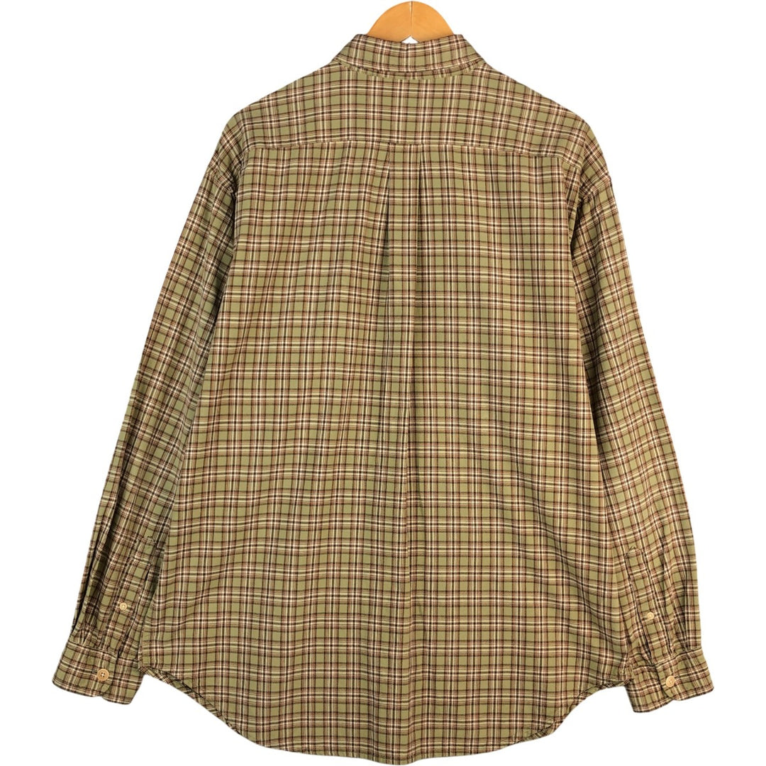 2000'S Ralph Lauren Jeans Co. long-sleeved button-down check shirt, men's size L cotton Khaki type beige Vintage Second Hand