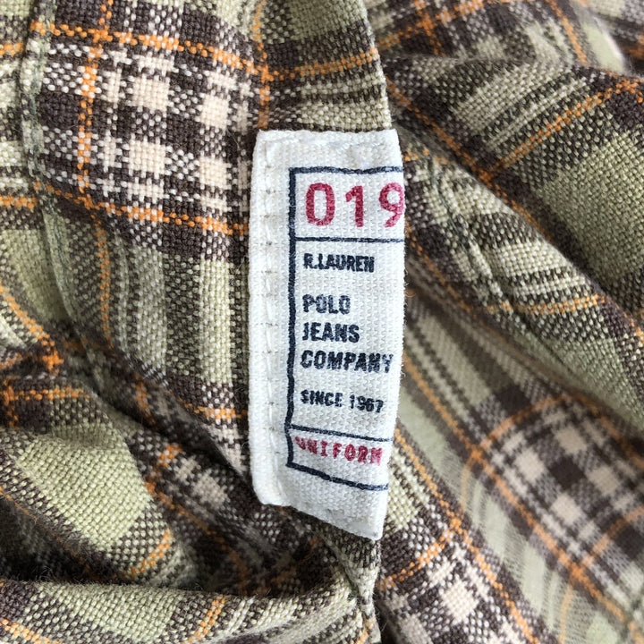 2000'S Ralph Lauren Jeans Co. long-sleeved button-down check shirt, men's size L cotton Khaki type beige Vintage Second Hand