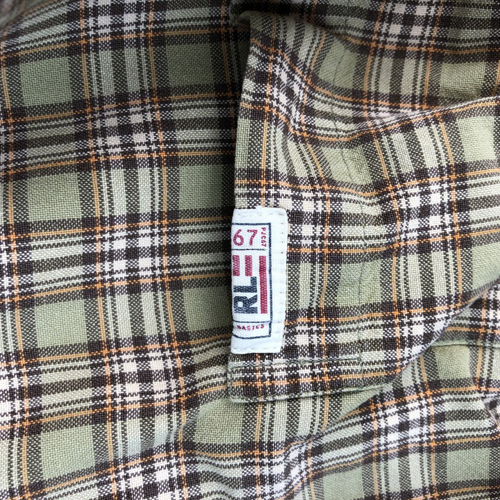 2000'S Ralph Lauren Jeans Co. long-sleeved button-down check shirt, men's size L cotton Khaki type beige Vintage Second Hand