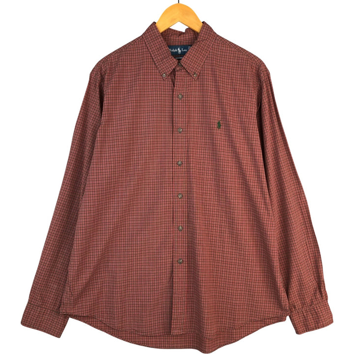 Ralph Lauren CUSTOM FIT long sleeve button down check shirt men's XL size cotton red type Vintage Second Hand