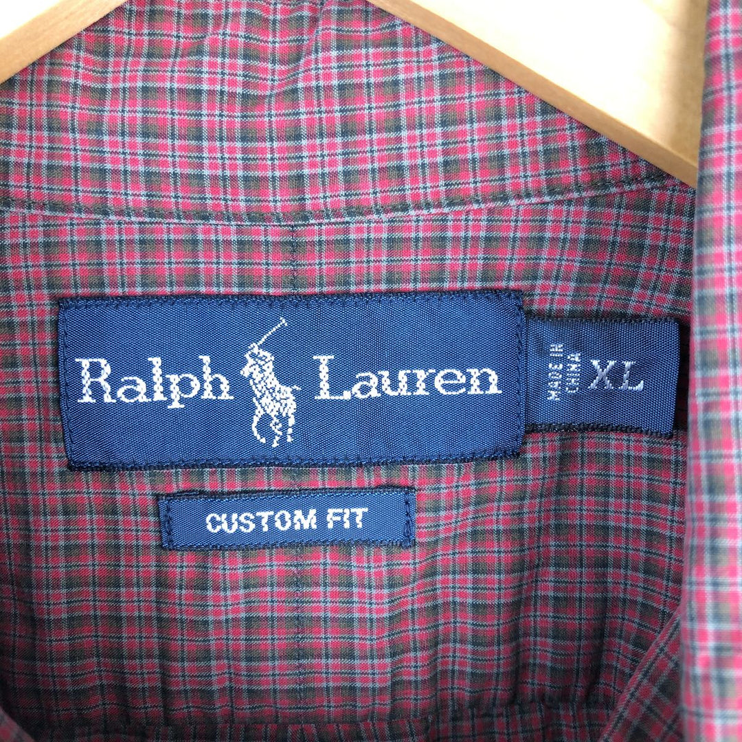 Ralph Lauren CUSTOM FIT long sleeve button down check shirt men's XL size cotton red type Vintage Second Hand