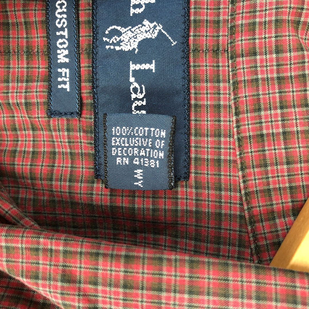 Ralph Lauren CUSTOM FIT long sleeve button down check shirt men's XL size cotton red type Vintage Second Hand