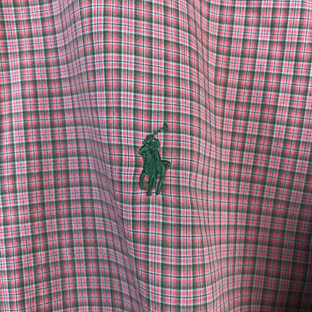 Ralph Lauren CUSTOM FIT long sleeve button down check shirt men's XL size cotton red type Vintage Second Hand