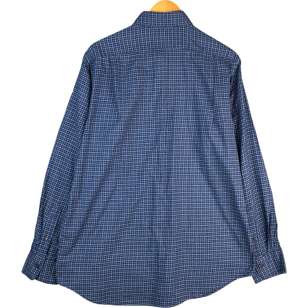 Ralph Lauren Classic Fit Wide Collar Long Sleeve Cotton Check Shirt, Men's Size L cotton Blue type light blue Vintage Second Hand