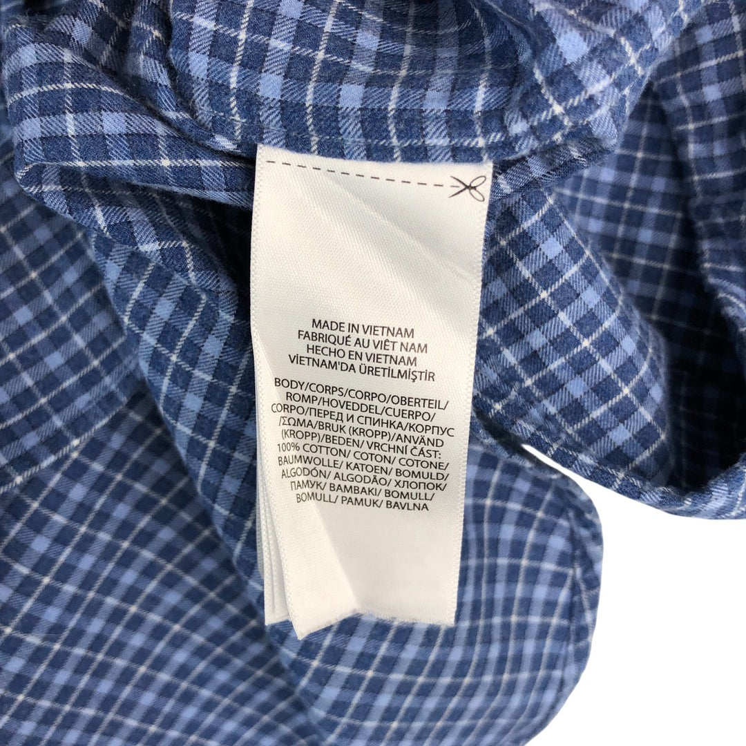 Ralph Lauren Classic Fit Wide Collar Long Sleeve Cotton Check Shirt, Men's Size L cotton Blue type light blue Vintage Second Hand