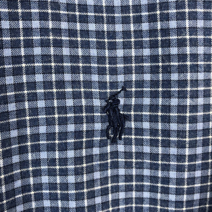 Ralph Lauren Classic Fit Wide Collar Long Sleeve Cotton Check Shirt, Men's Size L cotton Blue type light blue Vintage Second Hand