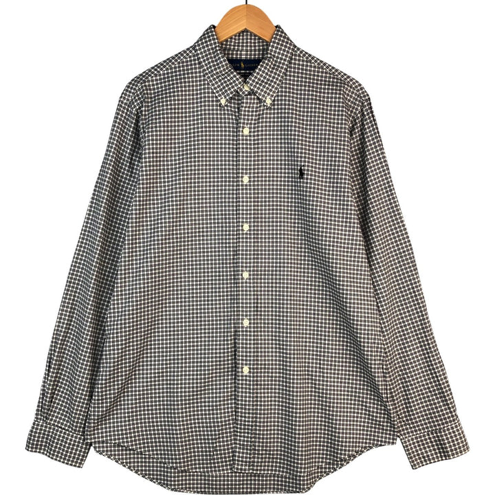 Ralph Lauren LUXURY TWILL long-sleeved button-down check shirt, men's size L cotton white type Vintage Second Hand