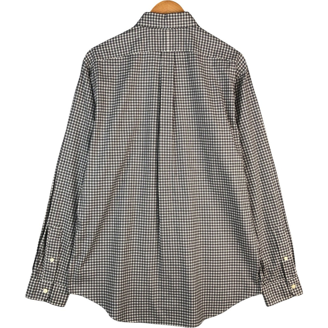 Ralph Lauren LUXURY TWILL long-sleeved button-down check shirt, men's size L cotton white type Vintage Second Hand
