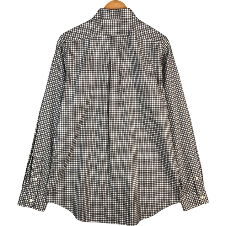 Ralph Lauren LUXURY TWILL long-sleeved button-down check shirt, men's size L cotton white type Vintage Second Hand