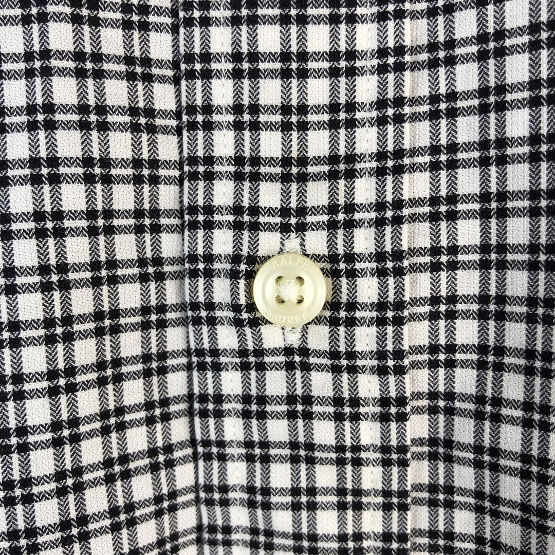 Ralph Lauren LUXURY TWILL long-sleeved button-down check shirt, men's size L cotton white type Vintage Second Hand