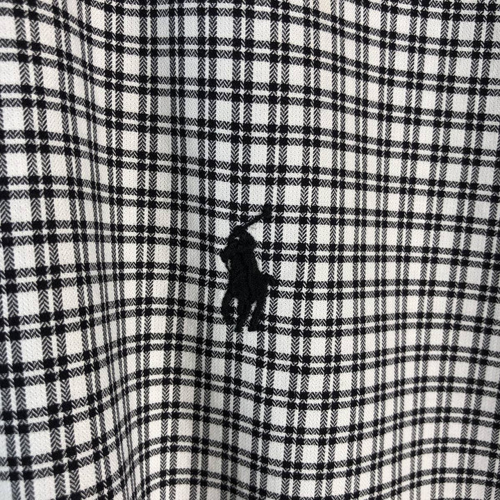 Ralph Lauren LUXURY TWILL long-sleeved button-down check shirt, men's size L cotton white type Vintage Second Hand