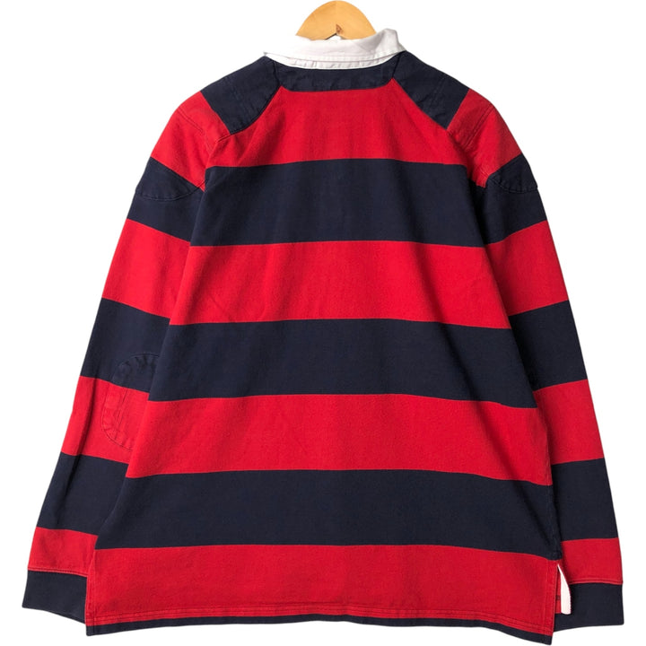 Ralph Lauren POLO by Ralph Lauren Striped Pattern Long Sleeve Rugby Shirt Men's XL cotton red type Vintage Second Hand