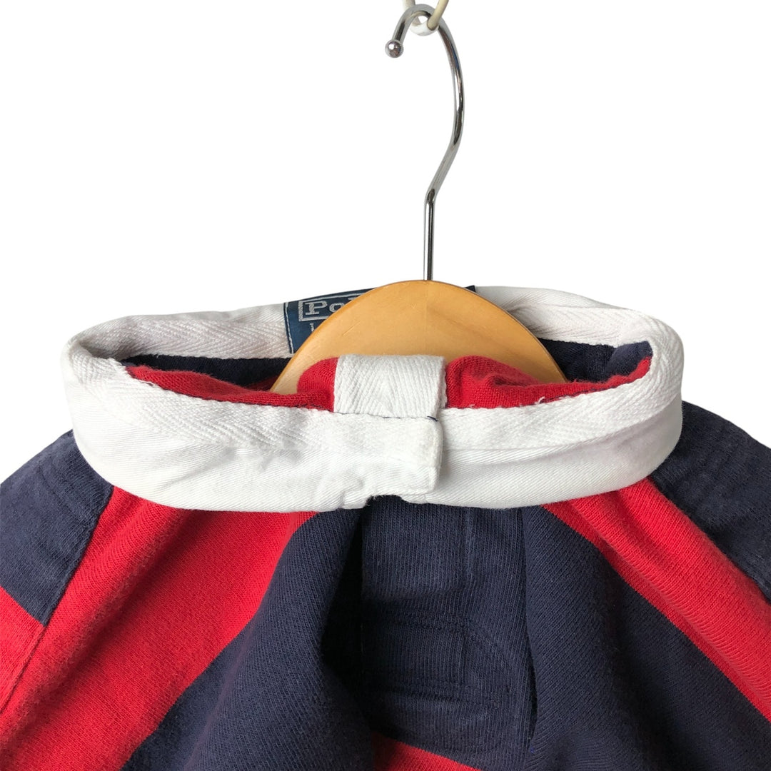 Ralph Lauren POLO by Ralph Lauren Striped Pattern Long Sleeve Rugby Shirt Men's XL cotton red type Vintage Second Hand