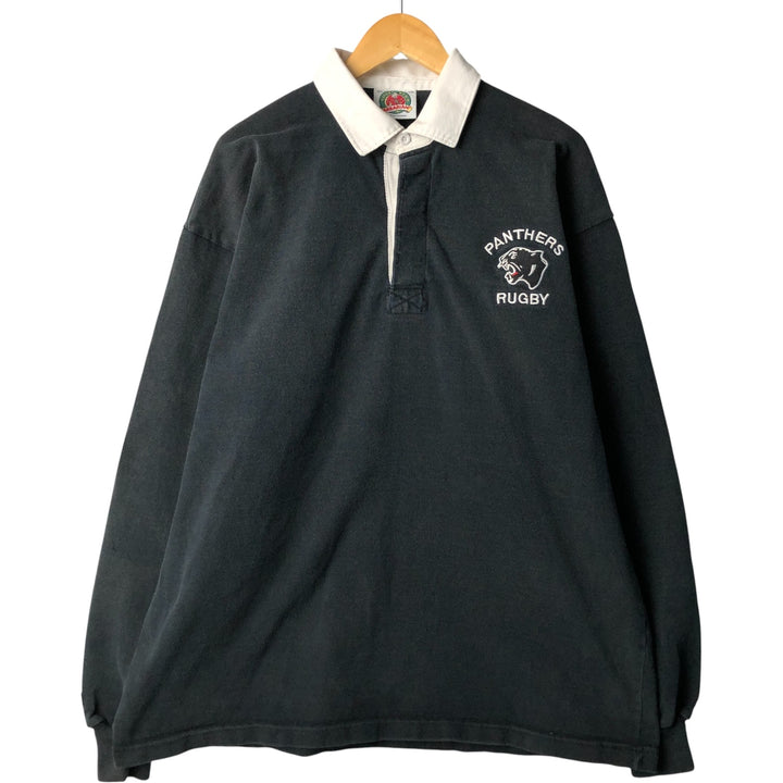 Vintage Barbarian Men's Long Sleeve Rugby Shirt, Size XXXL cotton black type Vintage Second Hand