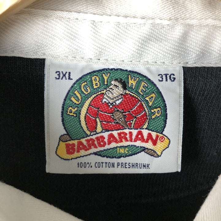 Vintage Barbarian Men's Long Sleeve Rugby Shirt, Size XXXL cotton black type Vintage Second Hand