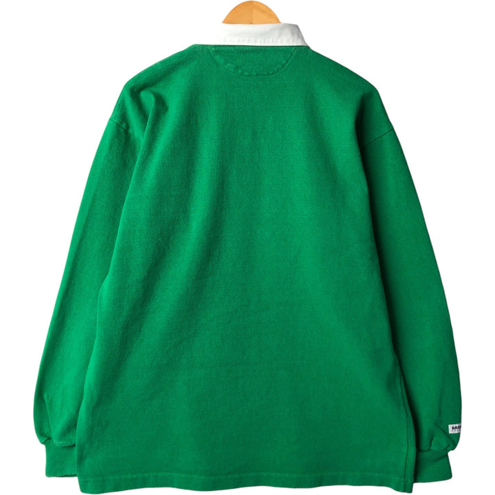 90'S Vintage Barbarian Long Sleeve Rugby Shirt, Men's XL cotton green type Vintage Second Hand