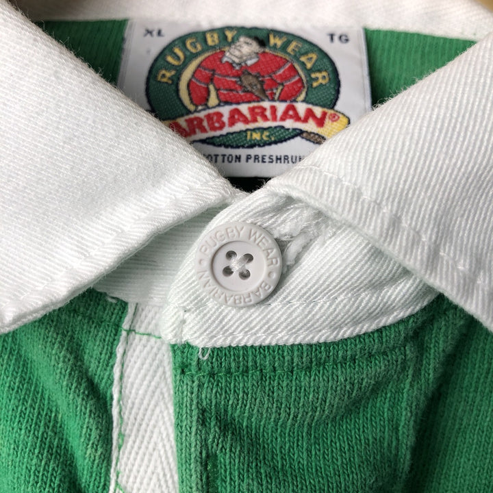 90'S Vintage Barbarian Long Sleeve Rugby Shirt, Men's XL cotton green type Vintage Second Hand