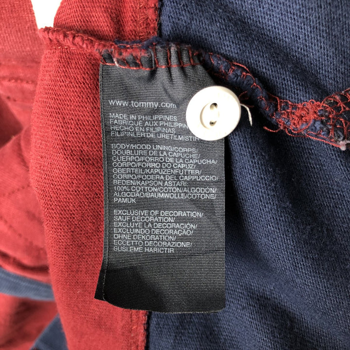 Vintage Tommy Hilfiger striped hooded long-sleeved rugby shirt, size L, men's size L cotton navy blue type Vintage Second Hand