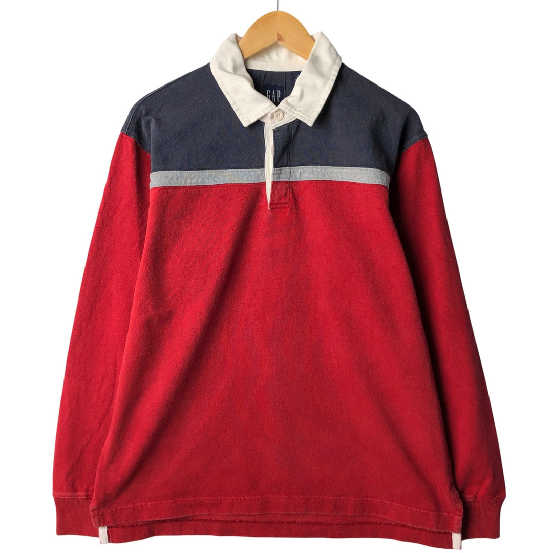 90'S GAP Vintage Long Sleeve Rugby Shirt, Men's Size L cotton navy blue type Vintage Second Hand