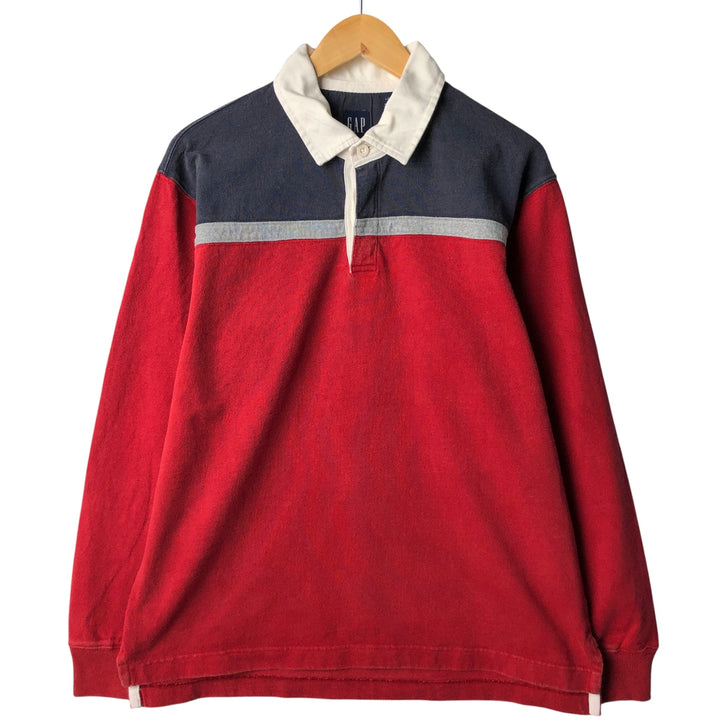 90'S GAP Vintage Long Sleeve Rugby Shirt, Men's Size L cotton navy blue type Vintage Second Hand