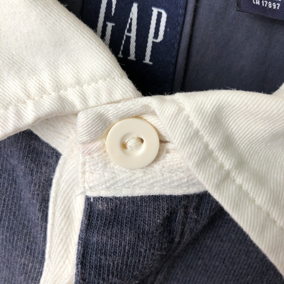 90'S GAP Vintage Long Sleeve Rugby Shirt, Men's Size L cotton navy blue type Vintage Second Hand