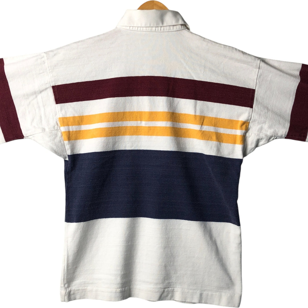 THORNTON BAY Striped Pattern Long Sleeve Rugby Shirt, Made in USA, Men's Size L cotton white type Vintage Second Hand