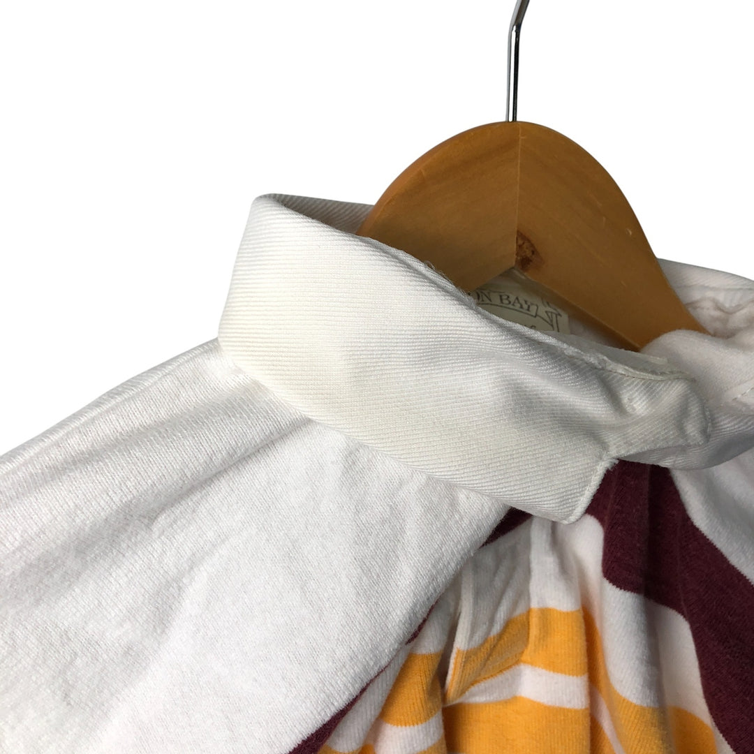 THORNTON BAY Striped Pattern Long Sleeve Rugby Shirt, Made in USA, Men's Size L cotton white type Vintage Second Hand