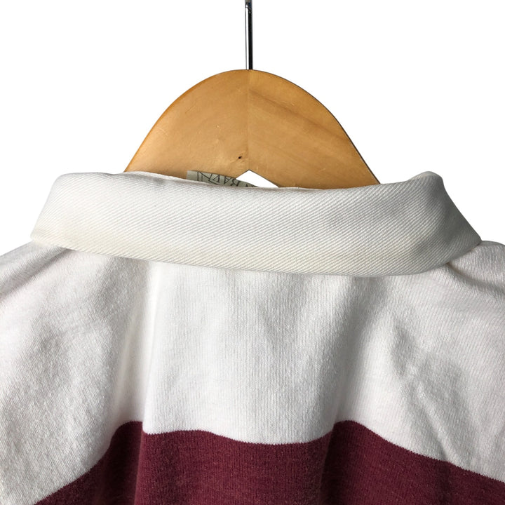 THORNTON BAY Striped Pattern Long Sleeve Rugby Shirt, Made in USA, Men's Size L cotton white type Vintage Second Hand