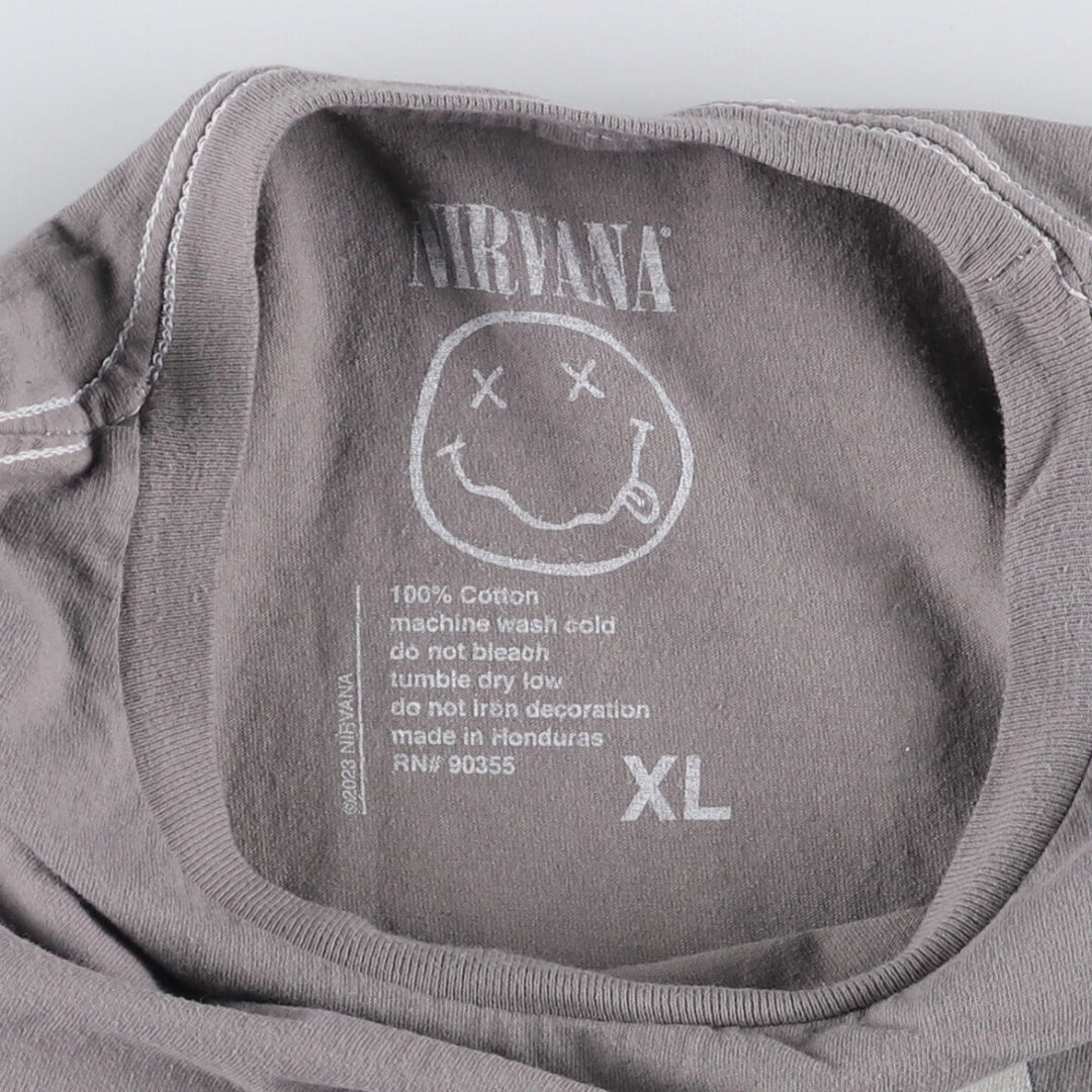 NIRVANA Nirvana Band T-shirt, Band T, Men's XL size cotton gray type Vintage Second Hand