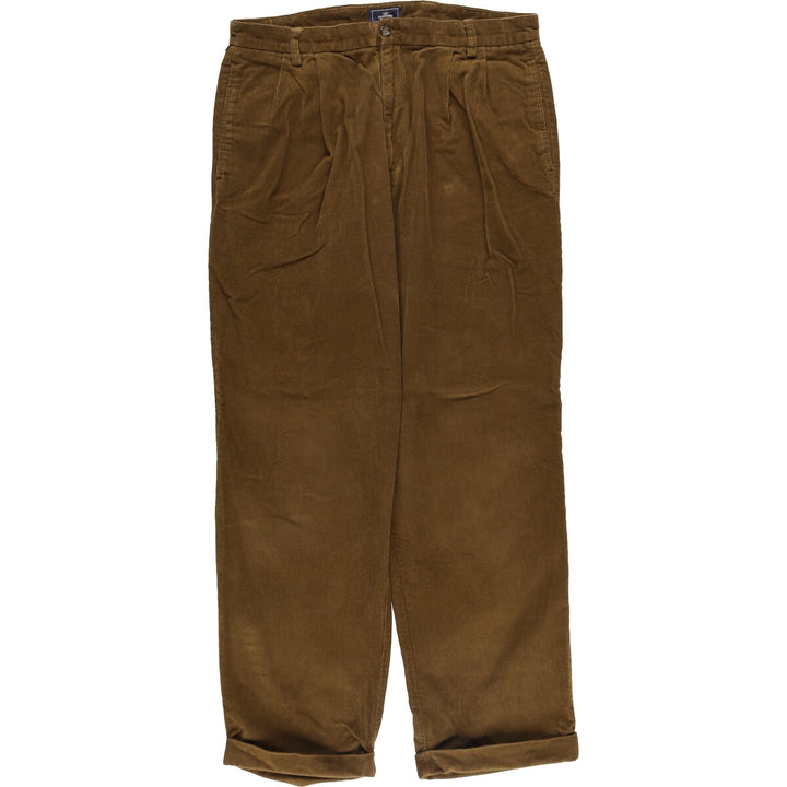 Dockers Pleated Relaxed Fit Two-Pleated Corduroy Pants, Men's, Size 35 cotton brown type Vintage Second Hand