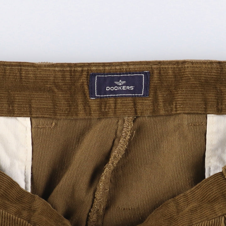 Dockers Pleated Relaxed Fit Two-Pleated Corduroy Pants, Men's, Size 35 cotton brown type Vintage Second Hand