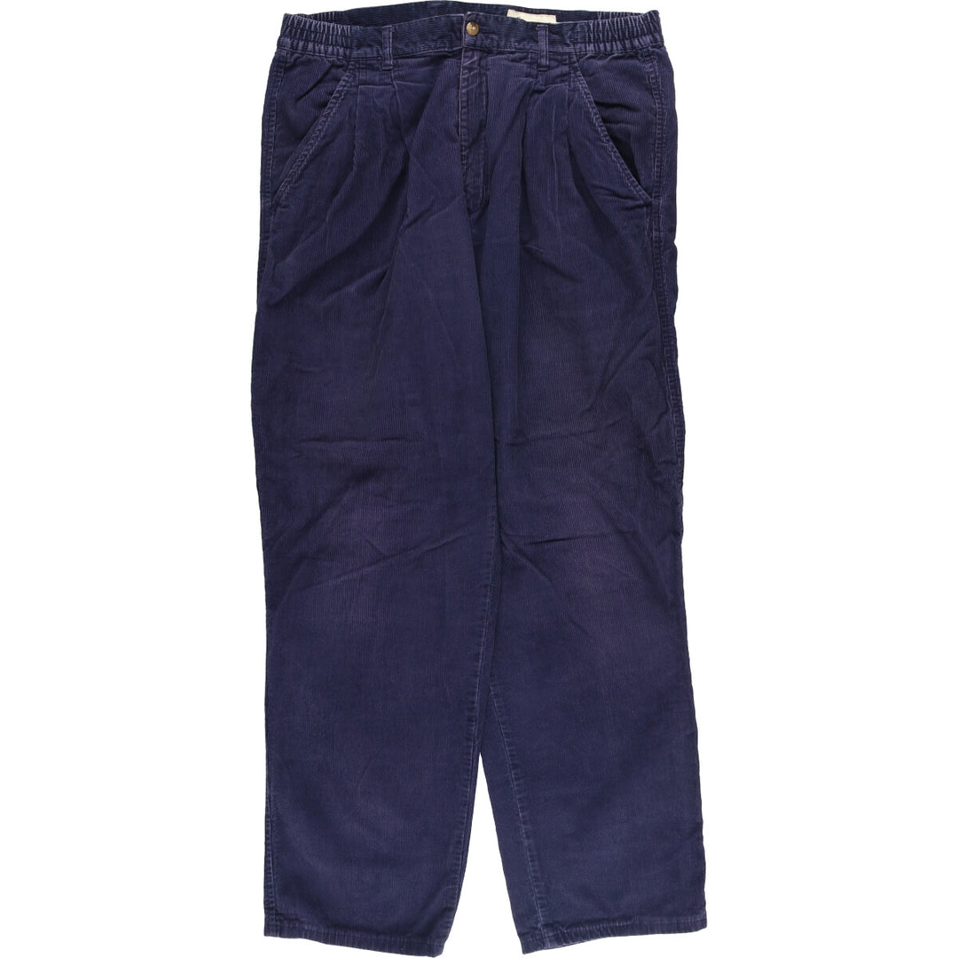 Eddie Bauer Two-pleat Corduroy Pants for Men, Size W36 cotton navy blue type Vintage Second Hand
