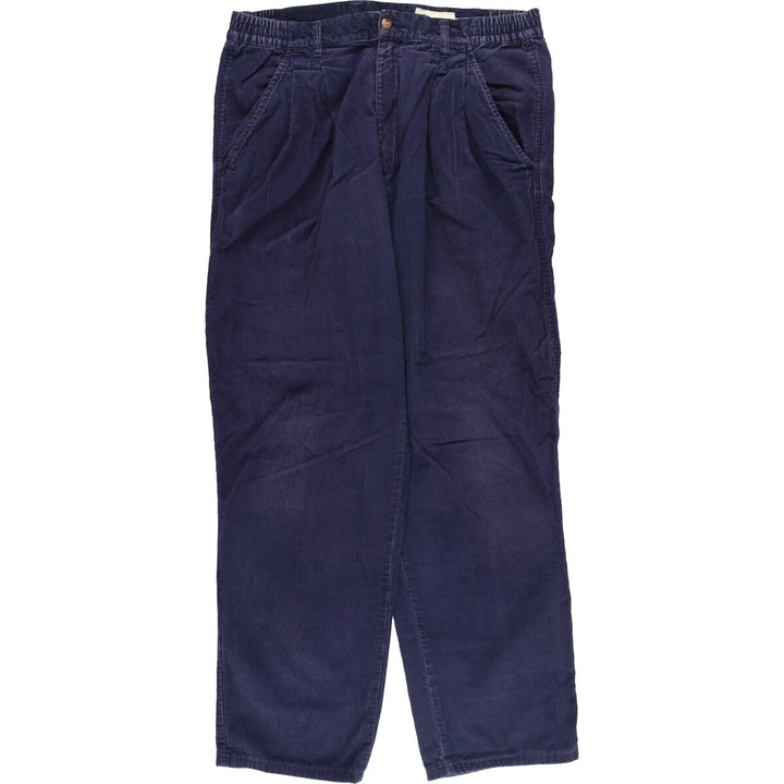 Eddie Bauer Two-pleat Corduroy Pants for Men, Size W36 cotton navy blue type Vintage Second Hand