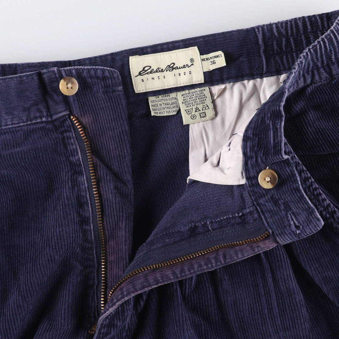 Eddie Bauer Two-pleat Corduroy Pants for Men, Size W36 cotton navy blue type Vintage Second Hand