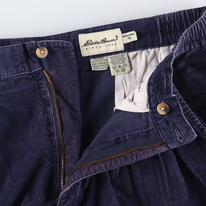 Eddie Bauer Two-pleat Corduroy Pants for Men, Size W36 cotton navy blue type Vintage Second Hand