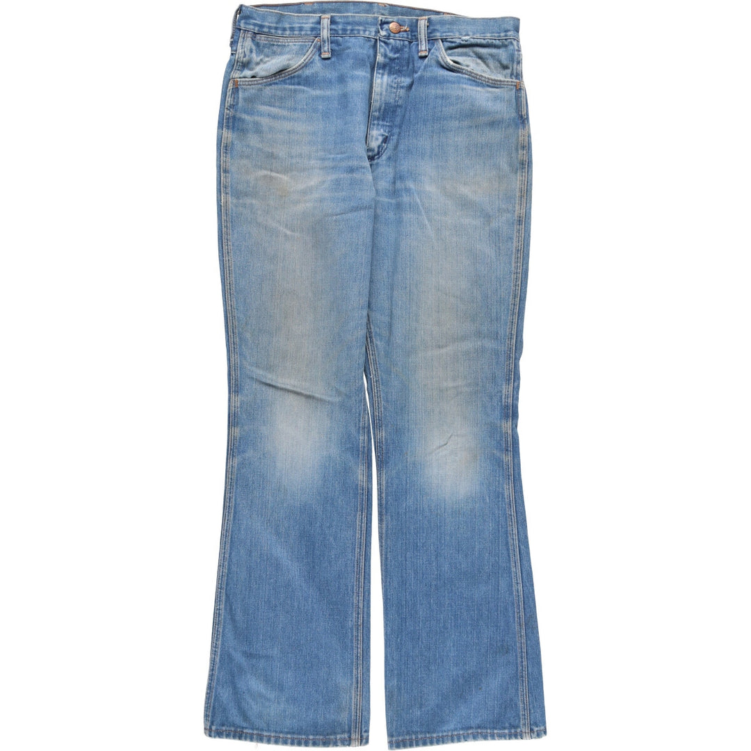 Vintage 1970'S Wrangler NO-FAULT JEAN flared denim pants, men's size W34. unclear blue type Vintage Second Hand