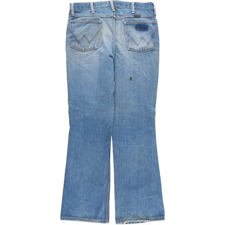Vintage 1970'S Wrangler NO-FAULT JEAN flared denim pants, men's size W34. unclear blue type Vintage Second Hand