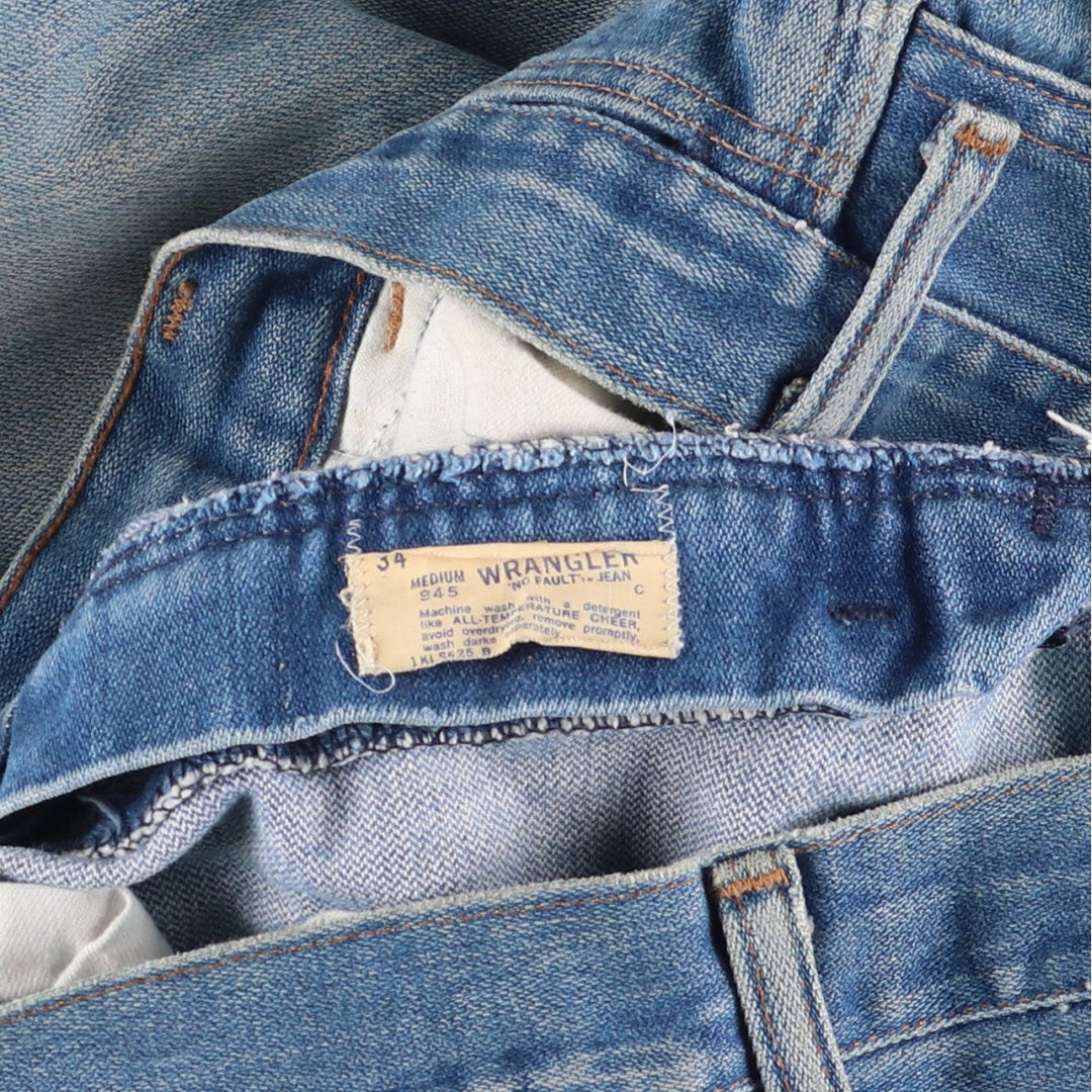 Vintage 1970'S Wrangler NO-FAULT JEAN flared denim pants, men's size W34. unclear blue type Vintage Second Hand