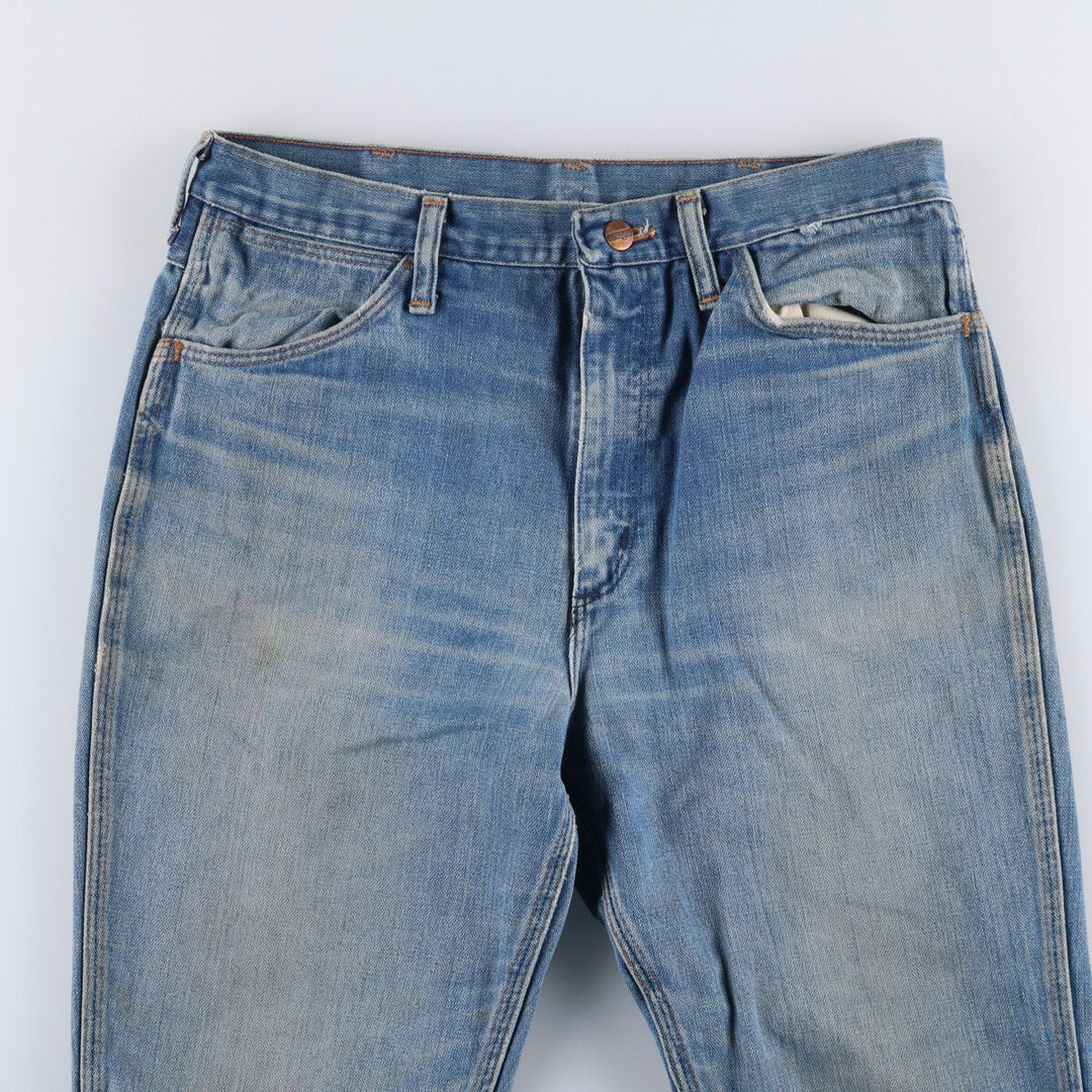 Vintage 1970'S Wrangler NO-FAULT JEAN flared denim pants, men's size W34. unclear blue type Vintage Second Hand