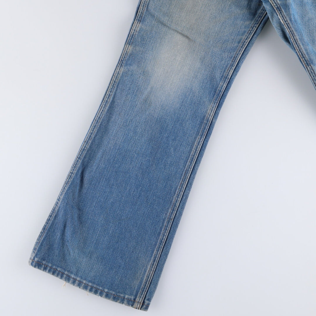 Vintage 1970'S Wrangler NO-FAULT JEAN flared denim pants, men's size W34. unclear blue type Vintage Second Hand