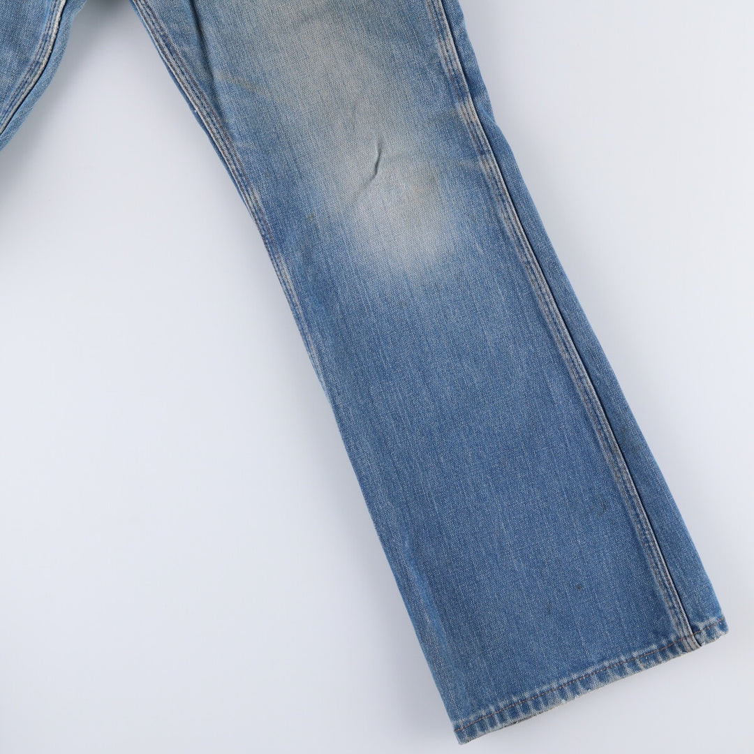 Vintage 1970'S Wrangler NO-FAULT JEAN flared denim pants, men's size W34. unclear blue type Vintage Second Hand
