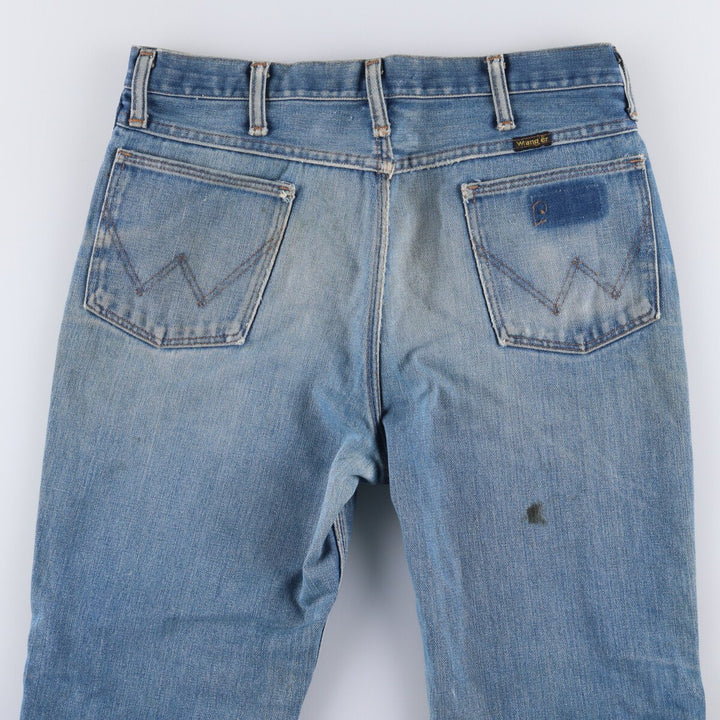 Vintage 1970'S Wrangler NO-FAULT JEAN flared denim pants, men's size W34. unclear blue type Vintage Second Hand